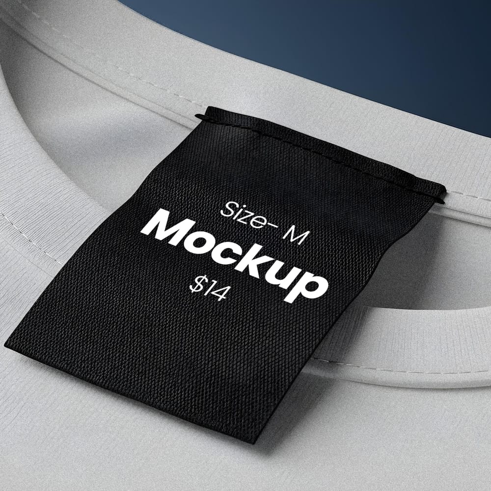 Free T-Shirt Size Tag Mockup PSD