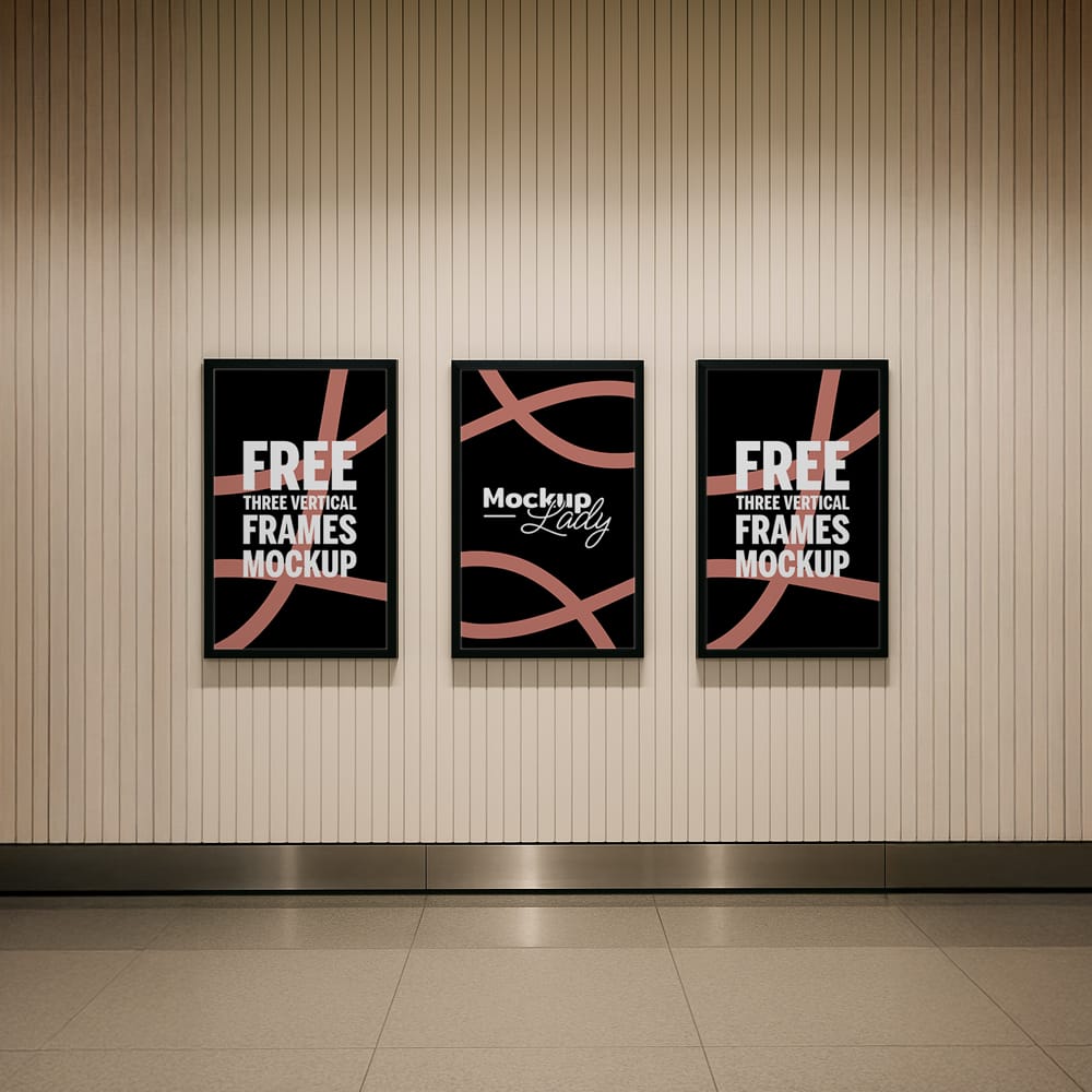 Free Three Vertical Frames Mockup PSD