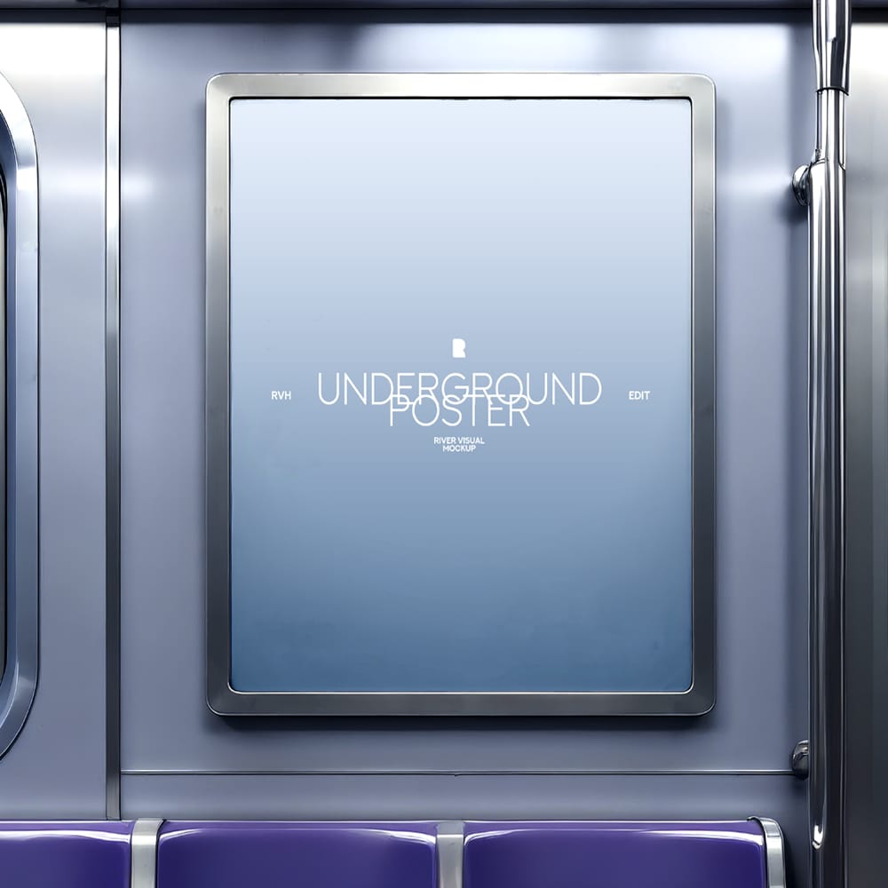 Free Underground Train Poster Mockup PSD