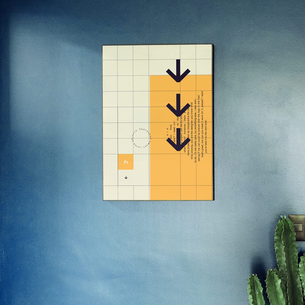 Free Vertical Wall Poster Mockup PSD