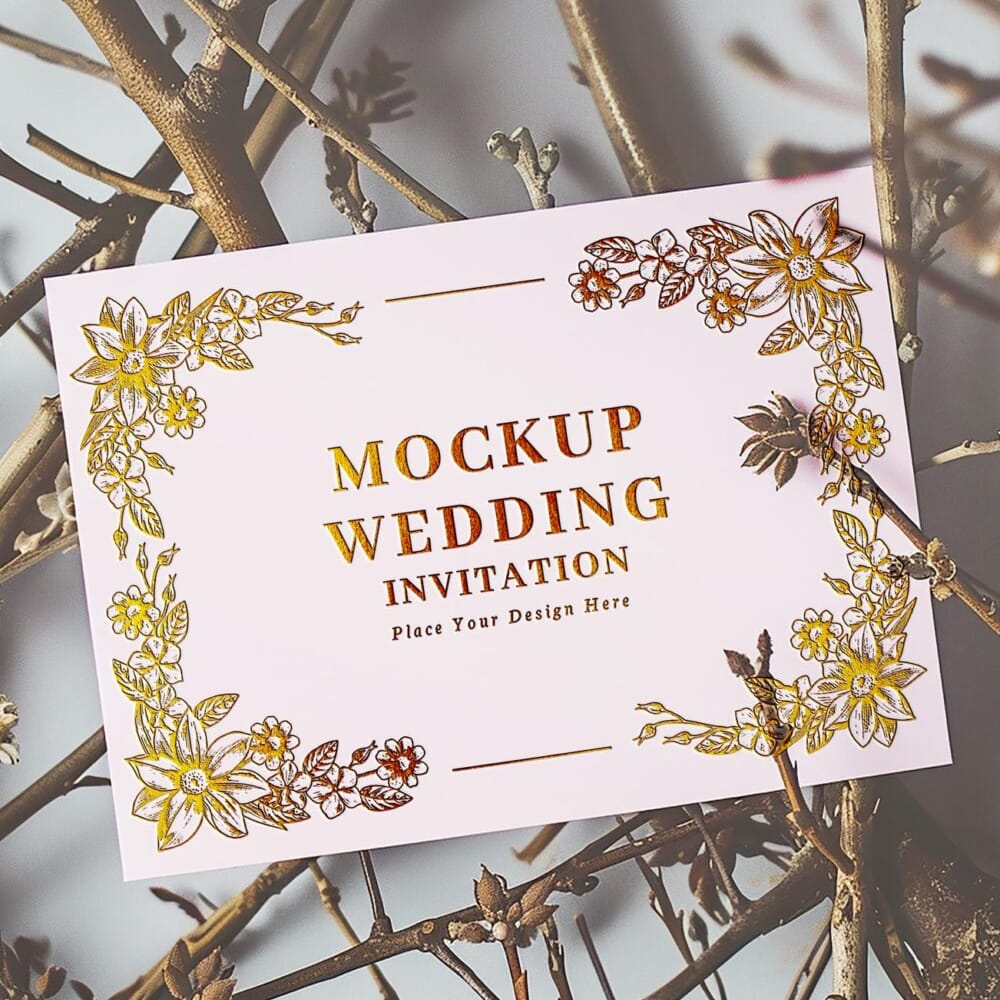 Free Wedding Invitation Card Mockup PSD