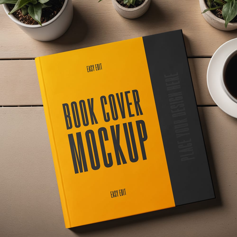Free Yellow Gray Book Cover Mockup PSD
