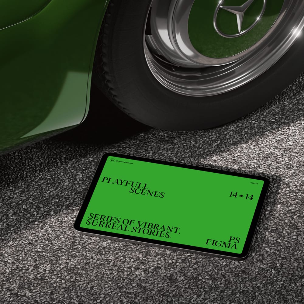 Free iPad Mockup on Asphalt PSD