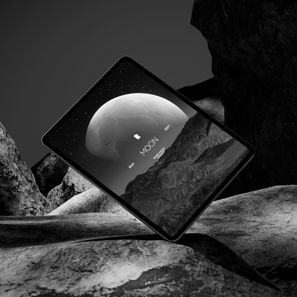 Free iPad Pro Moon Series Mockup PSD