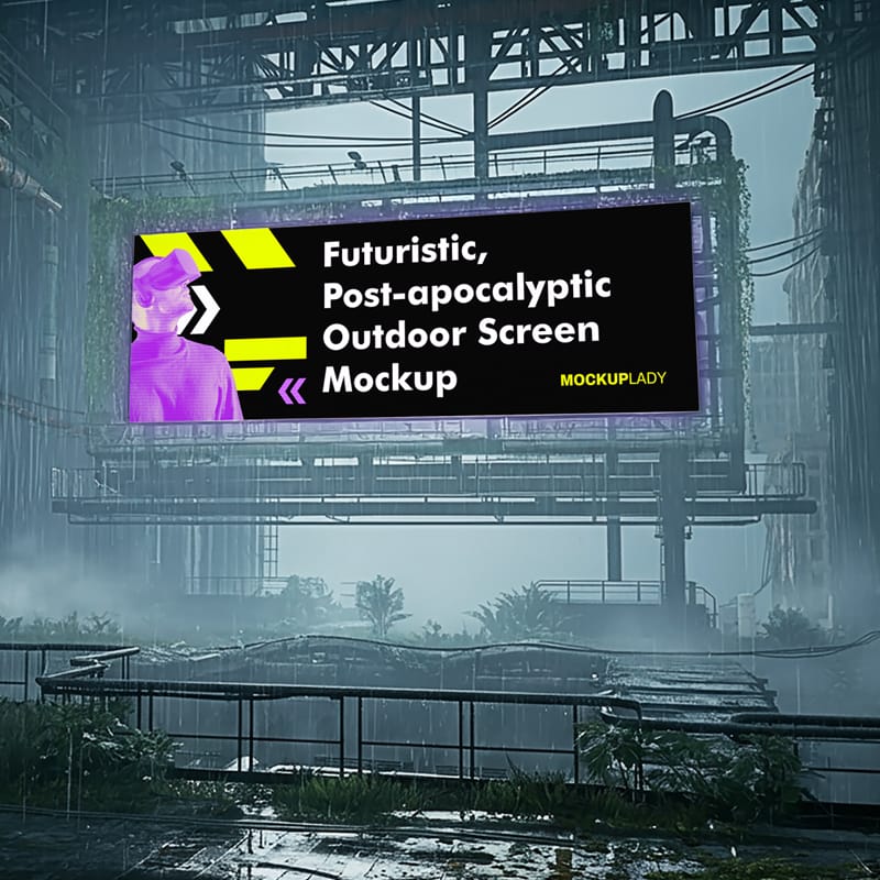Futuristic Post-apocalyptic Outdoor Screen Mockup PSD