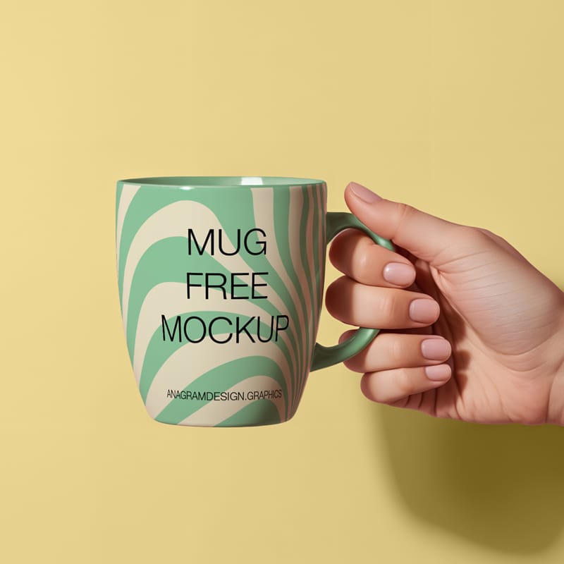 Hand Holding Coffee Mug Mockup PSD