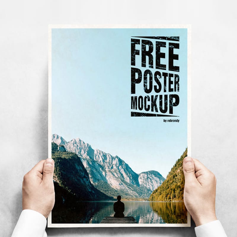 Hands Holding Poster Mockup PSD