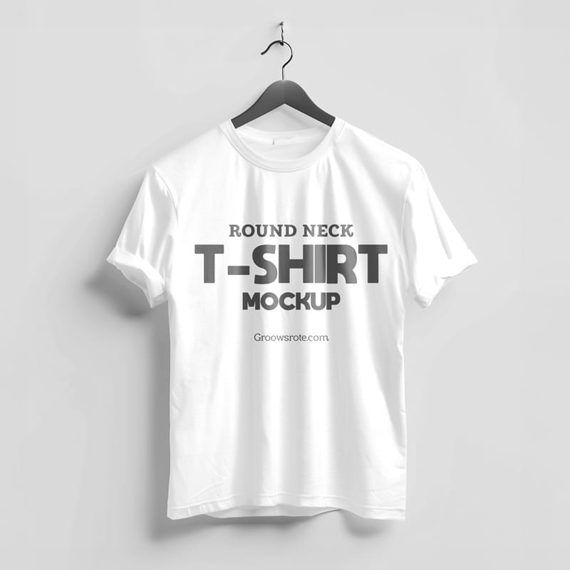 Hanging Round Neck T-Shirt Mockup PSD