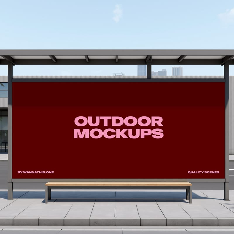 High-Resolution Bus Stop Billboard Mockup PSD