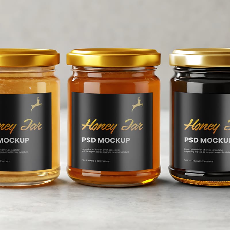 Honey Jars Mockup PSD