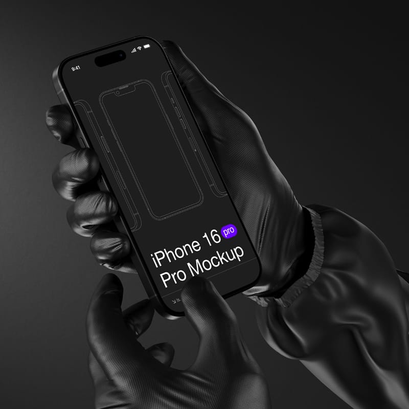 Minimalist iPhone 16 Pro Hand Mockup PSD