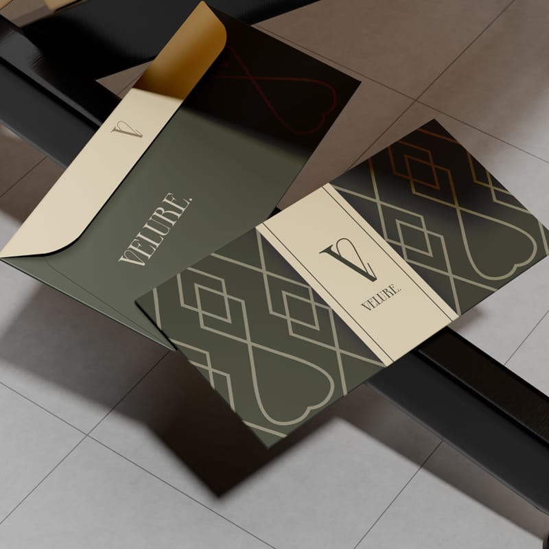 Open Envelope Mockup with Card PSD