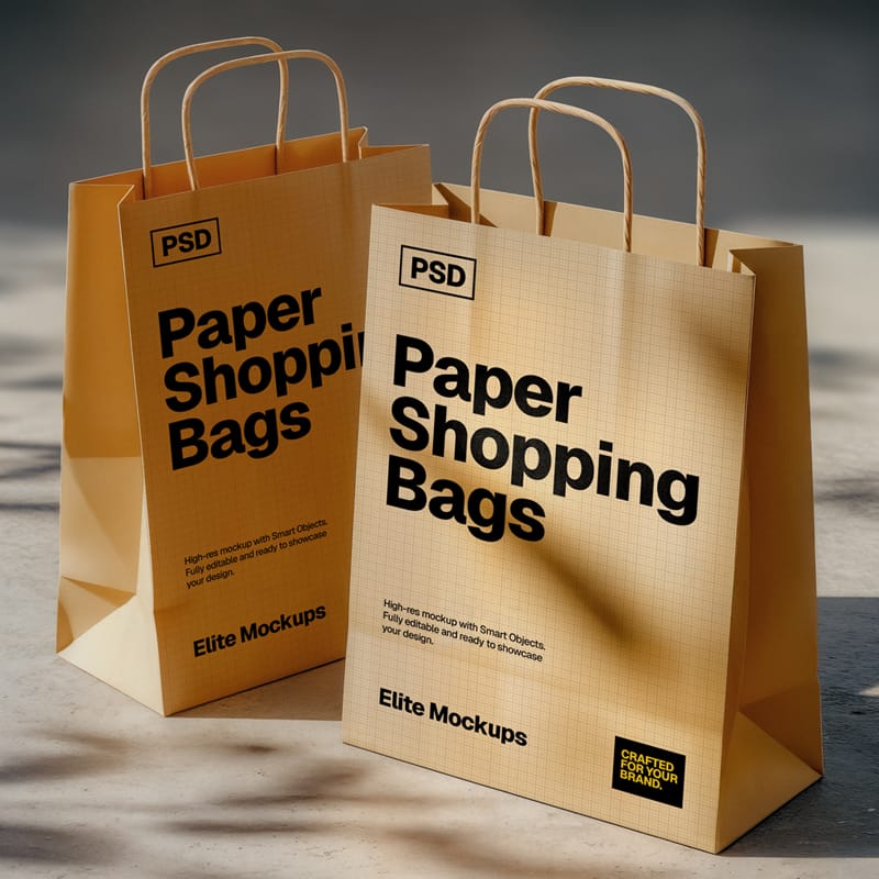 Paper Shopping Bags Mockup PSD