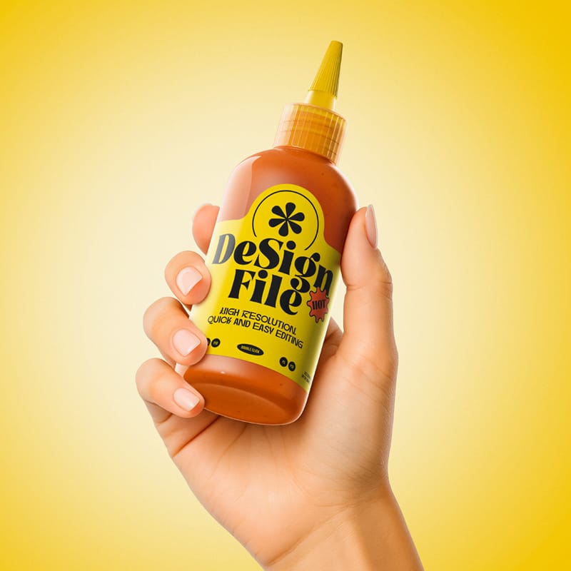 Photorealistic Sauce Bottle Mockup PSD