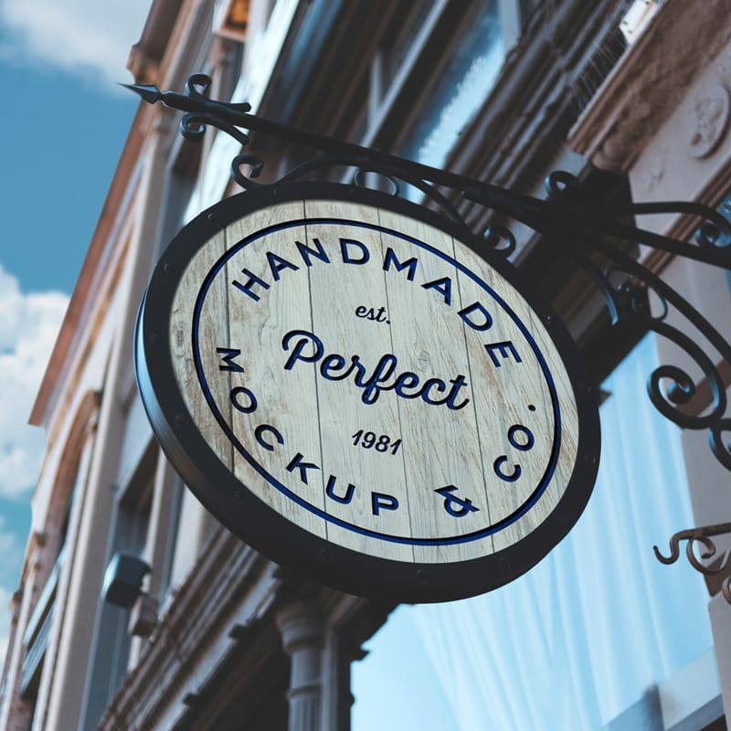 Realistic Old Shop Signboard Mockup PSD