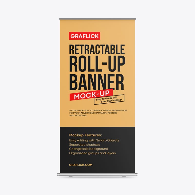Retractable Roll Up Banner Mockup PSD