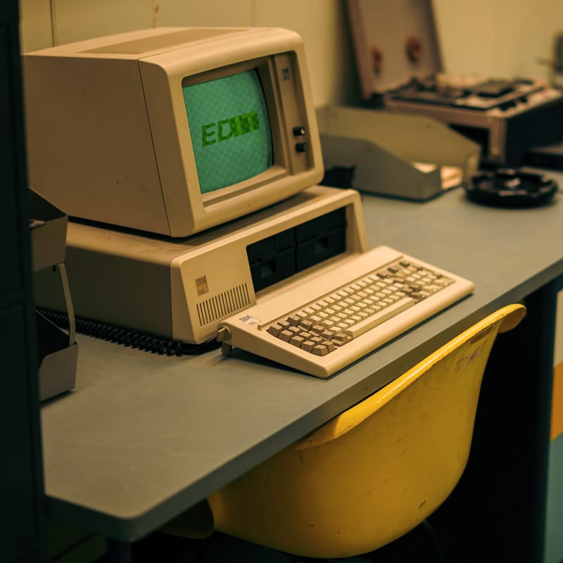 Retro IBM Desktop Mockup PSD