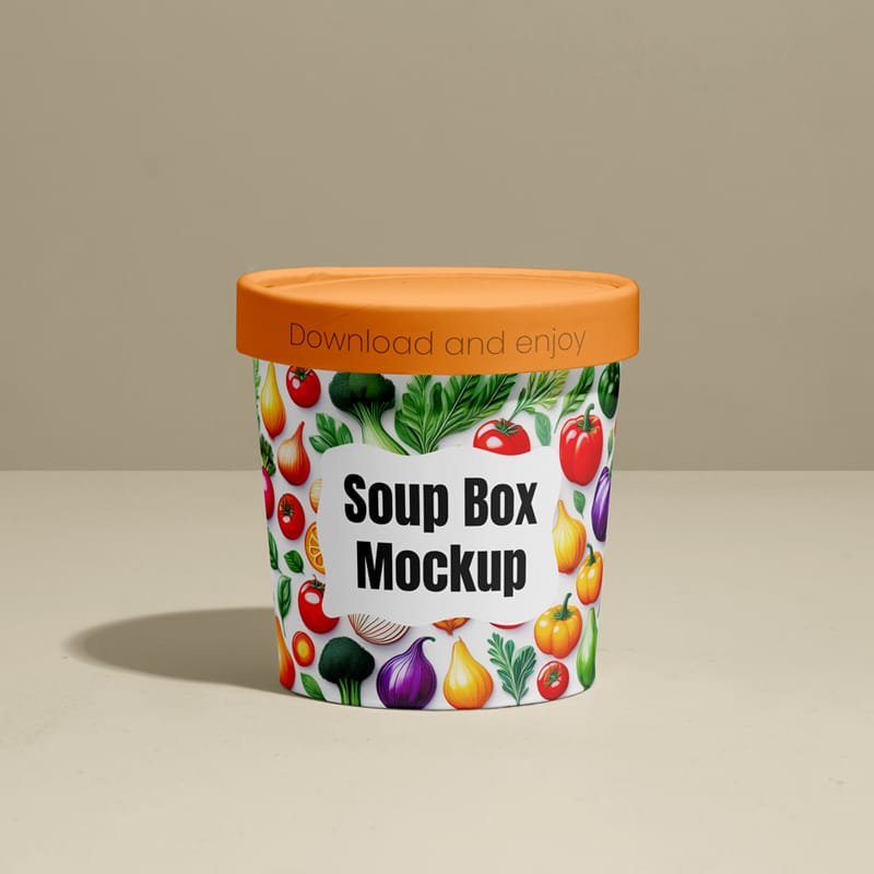 Round Food Box Mockup PSD