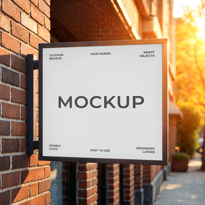 Square Street Sign Mockup PSD