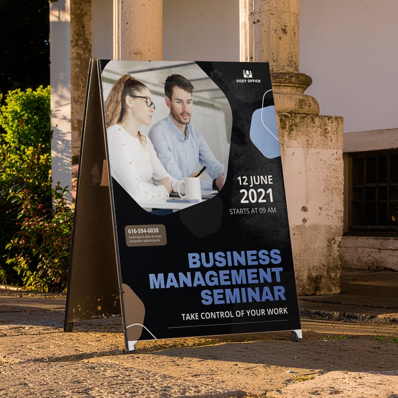 Street A-Frame Sign Mockup PSD