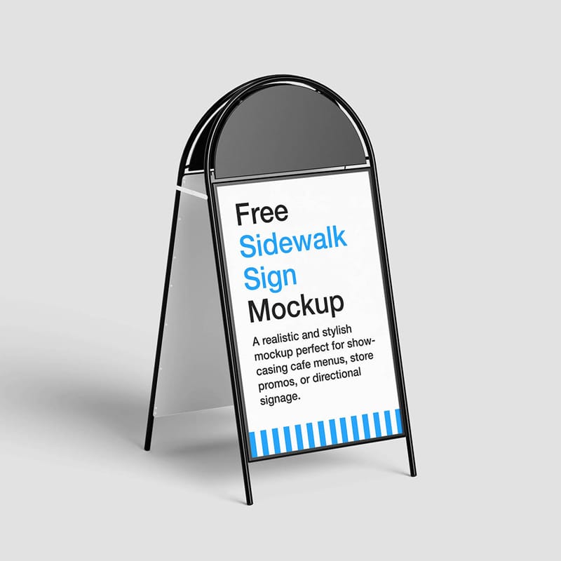 Stylish Sidewalk Sign Mockup PSD