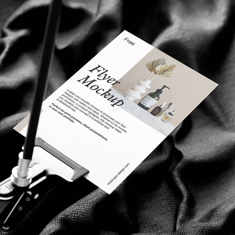 Textile Background Flyer Mockup PSD