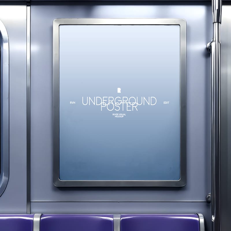 Underground Train Poster Mockup PSD