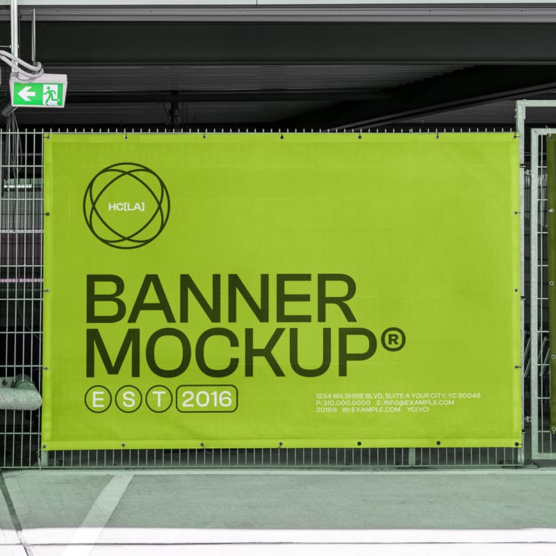 Urban Banners on Fence Mockup PSD