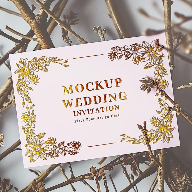 Wedding Invitation Card Mockup PSD