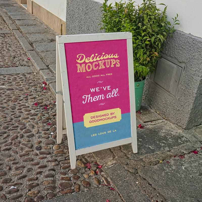 White Wooden A-Stand Mockup PSD