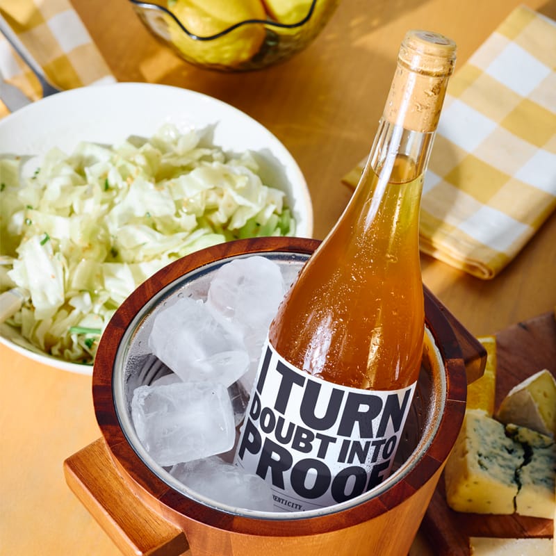 Wine Bottle in Ice Bucket Mockup PSD