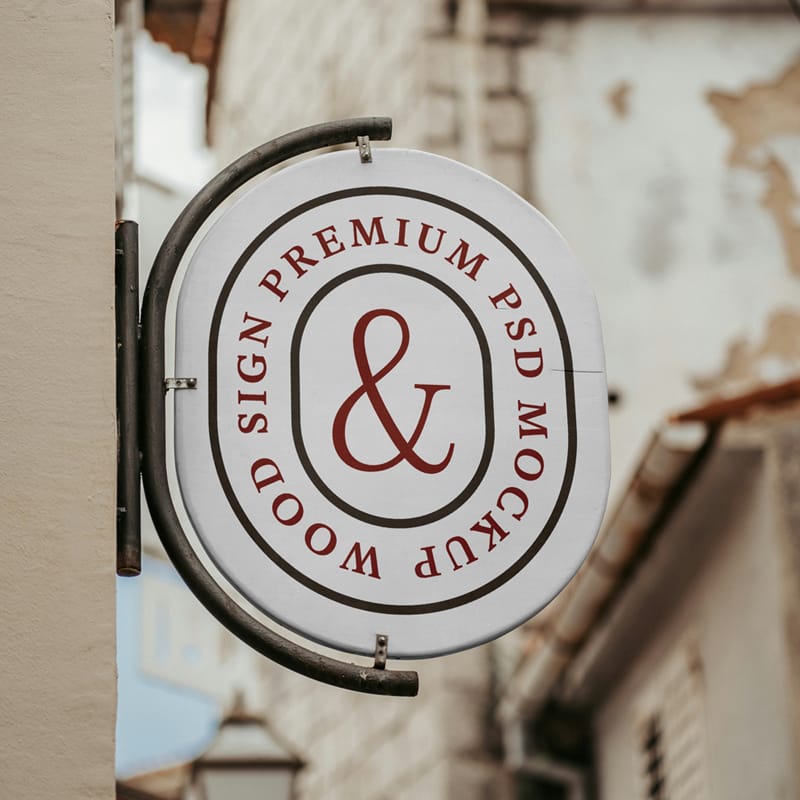 Wood Sign Mockup PSD