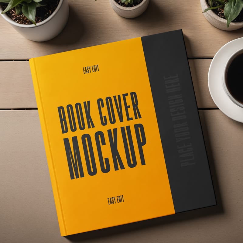 Yellow Gray Book Cover Mockup PSD