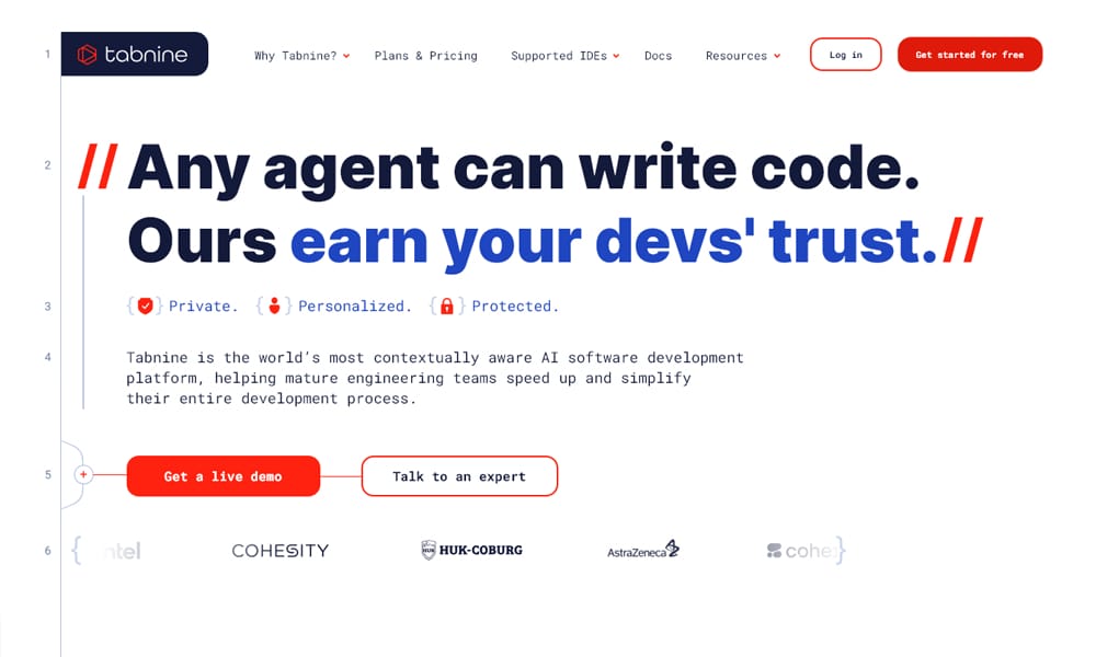 Illustration of Tabnine as a secure digital fortress protecting a company's private code with its on-premise AI model.