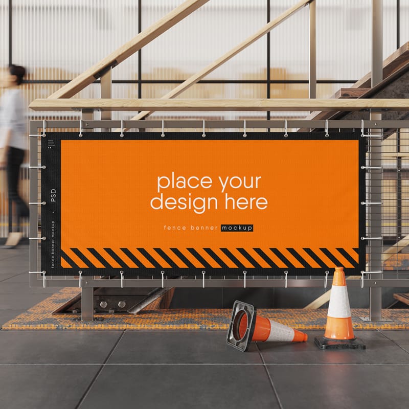 Advertising Fence Banner Mockup