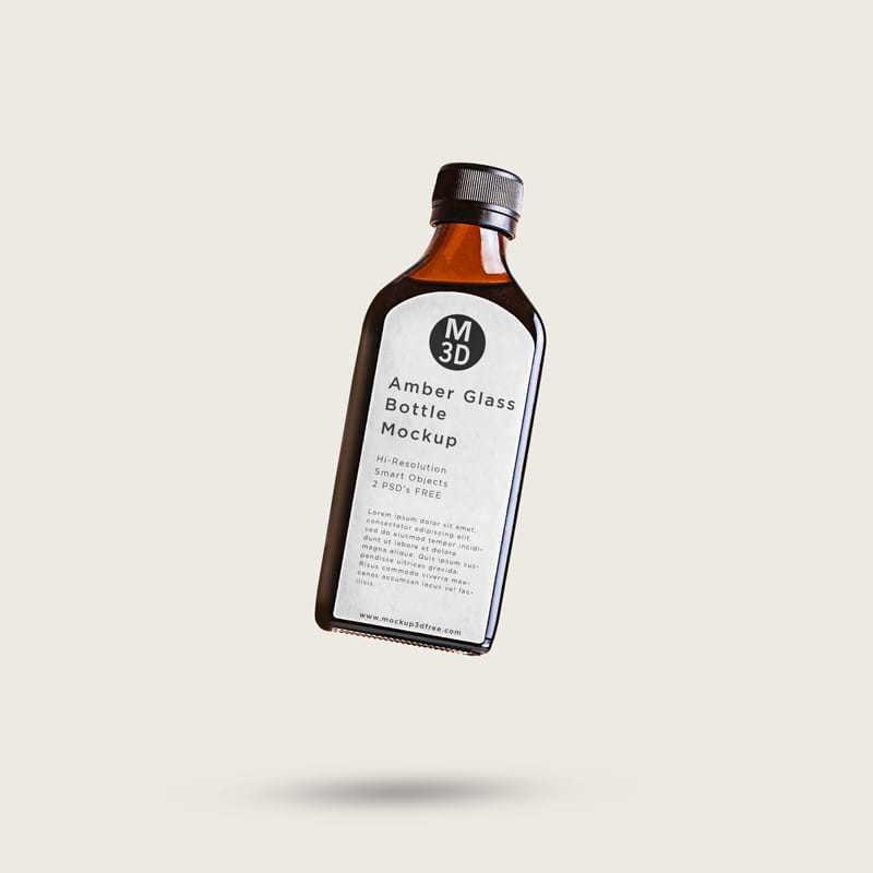 Amber Glass Rectangular Oil Bottle Mockup PSD