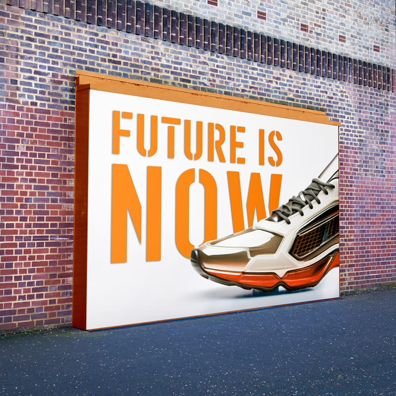 Big Billboard on Wall Mockup PSD