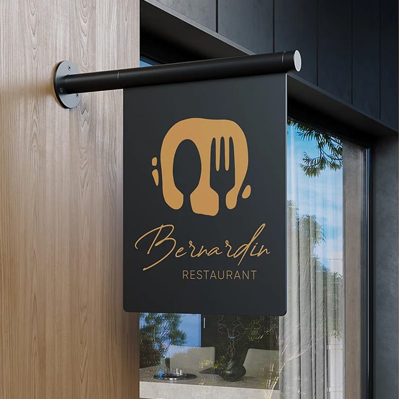 Black Wall Signboard Mockup PSD
