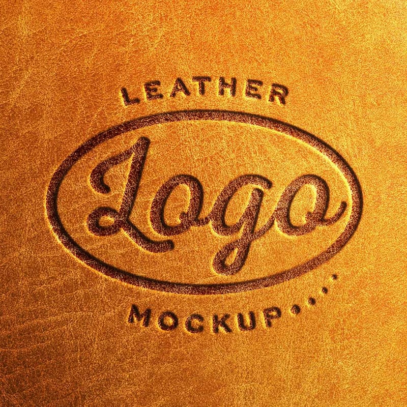 Bright Leather Stamping Logo Mockup PSD