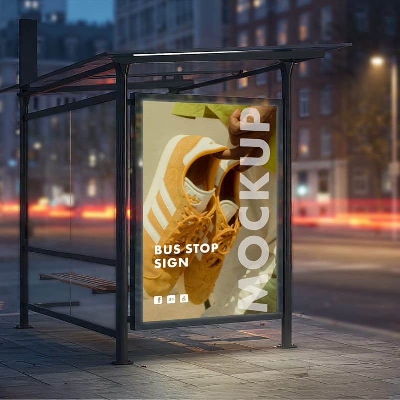 Bus Stop Poster Advertisement Mockup PSD