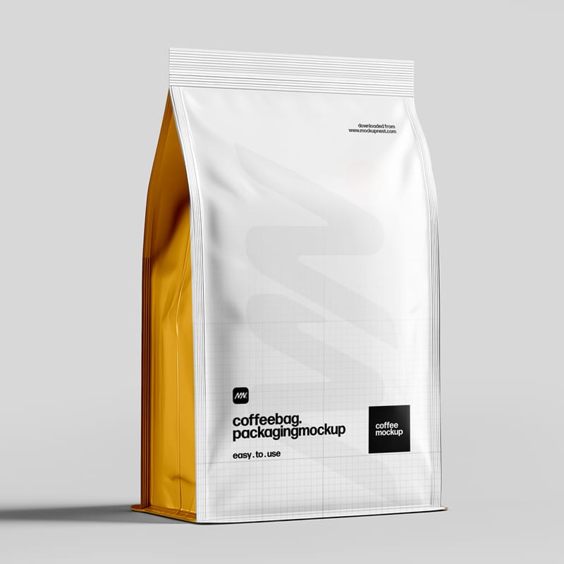 Coffee Bag Packaging Mockup PSD
