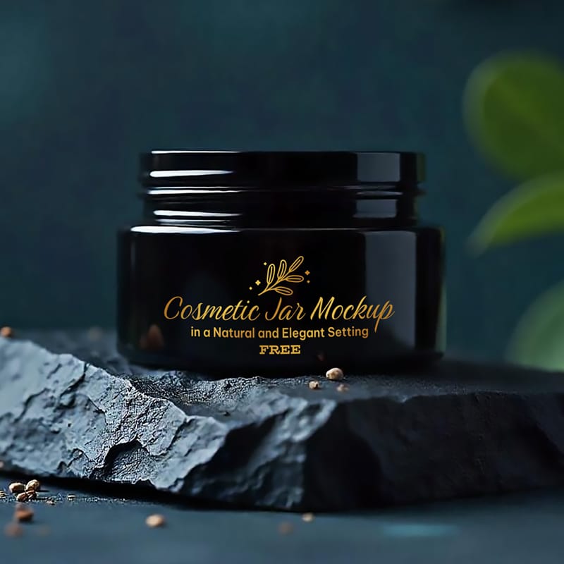 Cosmetic Jar Mockup in a Natural and Elegant Setting PSD