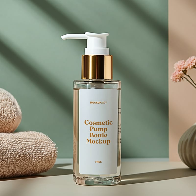 Cosmetic Pump Bottle Mockup Template PSD