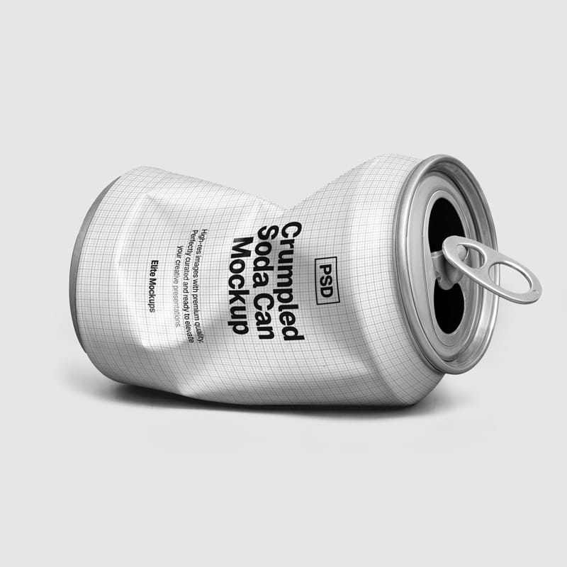 Crumpled Soda Can Mockup PSD