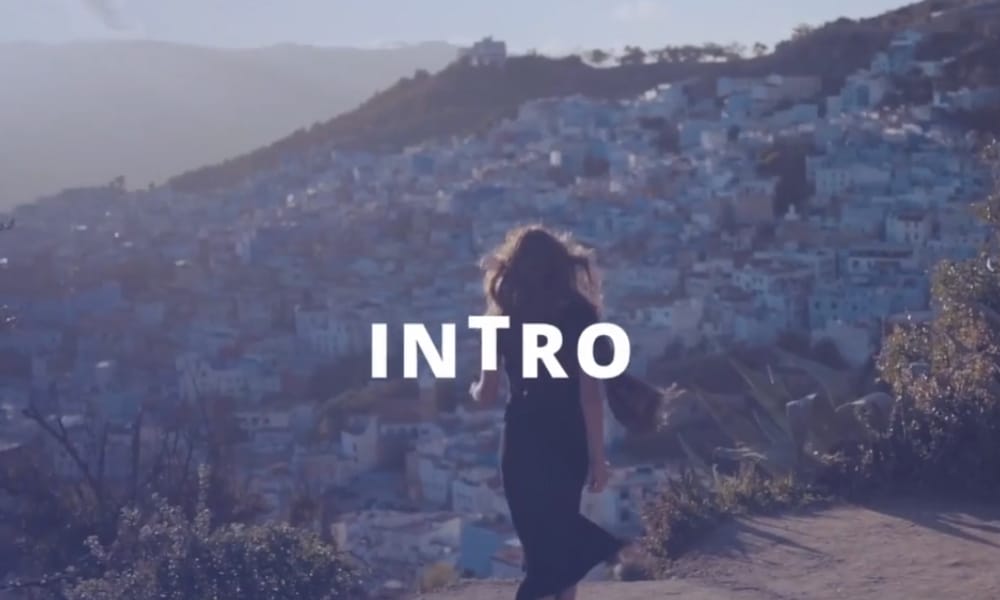 A dynamic intro template showing a woman in a travel setting, perfect for DaVinci Resolve YouTube intro templates.