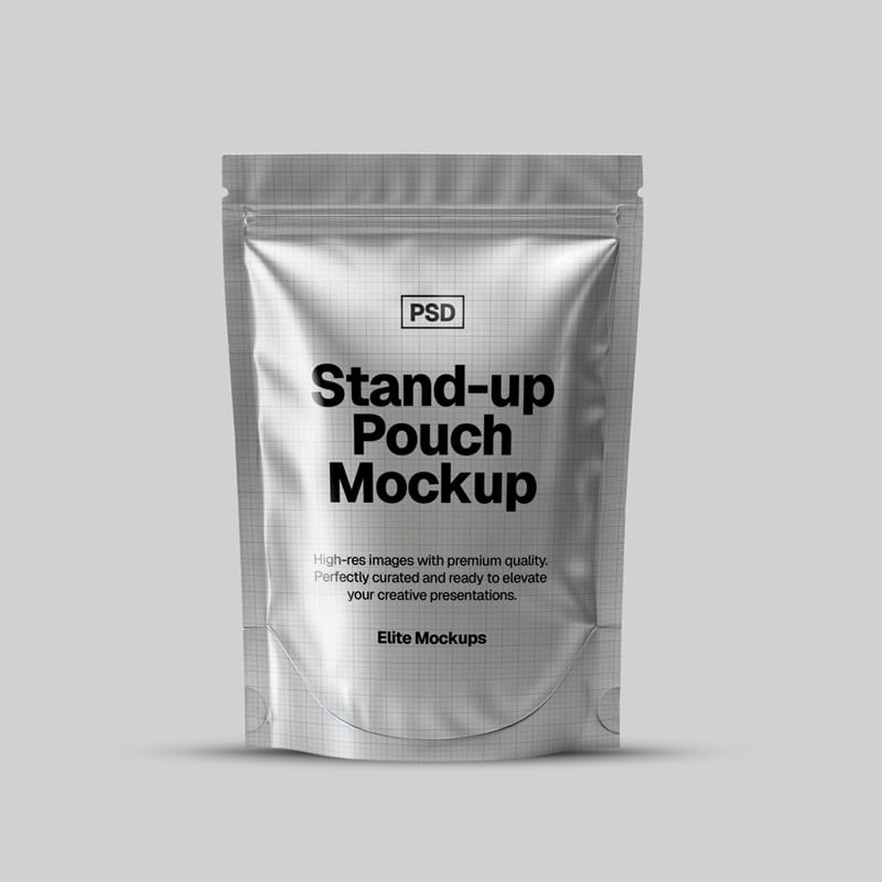 Elite Stand-Up Pouch Mockup PSD