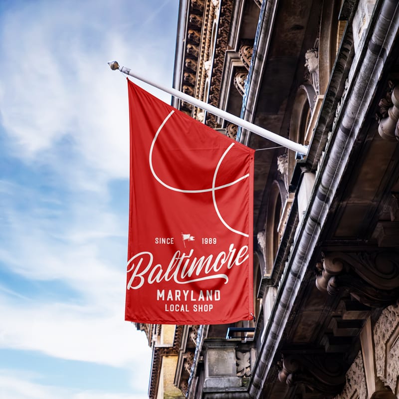 Flag on Old Building Mockup PSD