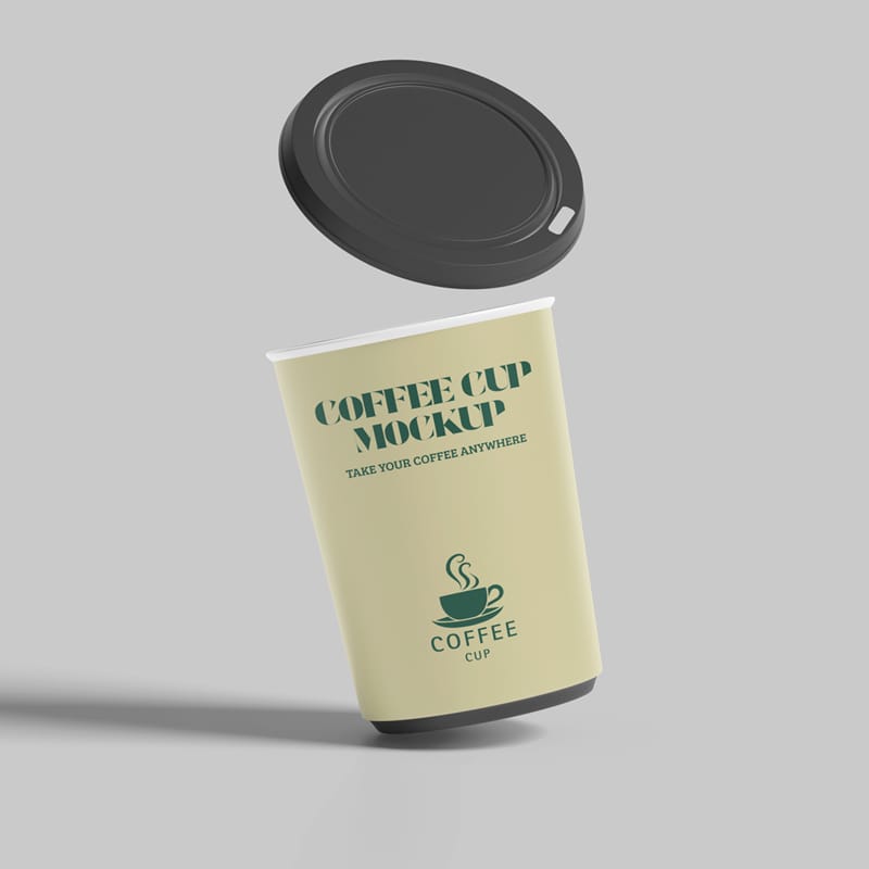 Floating Coffee Cup Mockup Template PSD