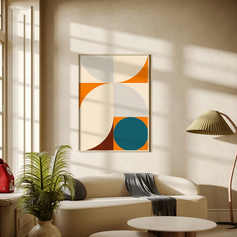 Framed Poster Mockup in Modern Living Room PSD