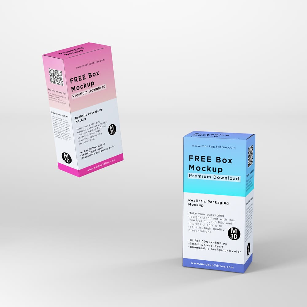 Free 3D Box Packaging Mockup Template PSD